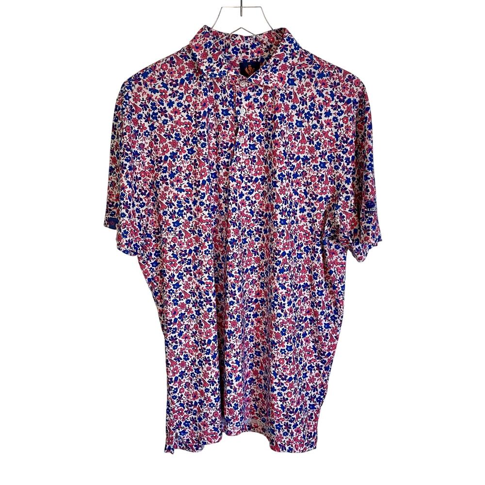 Donald Ross Sport Men's Floral Performance Polo Shirt Colonial Country Club L
